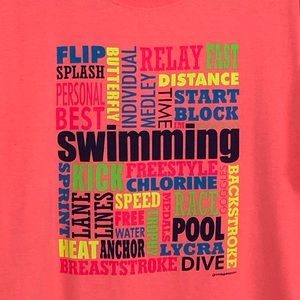 FOTL Swimming Words Graphic Tee Shirt